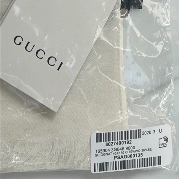 GUCCI GG LOGO WOOL AND SILK SCARF - Picture 16 of 16